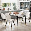 Andeworld Upholstered Dining Chairs Set of 2, Mid Century Modern Accent Chair, PU Leather Armless Leisure Side Chair with Golden Metal Legs for Dining Living Room-White view 3
