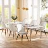 Andeworld Upholstered Dining Chairs Set of 2, Mid Century Modern Accent Chair, PU Leather Armless Leisure Side Chair with Golden Metal Legs for Dining Living Room-White view 4