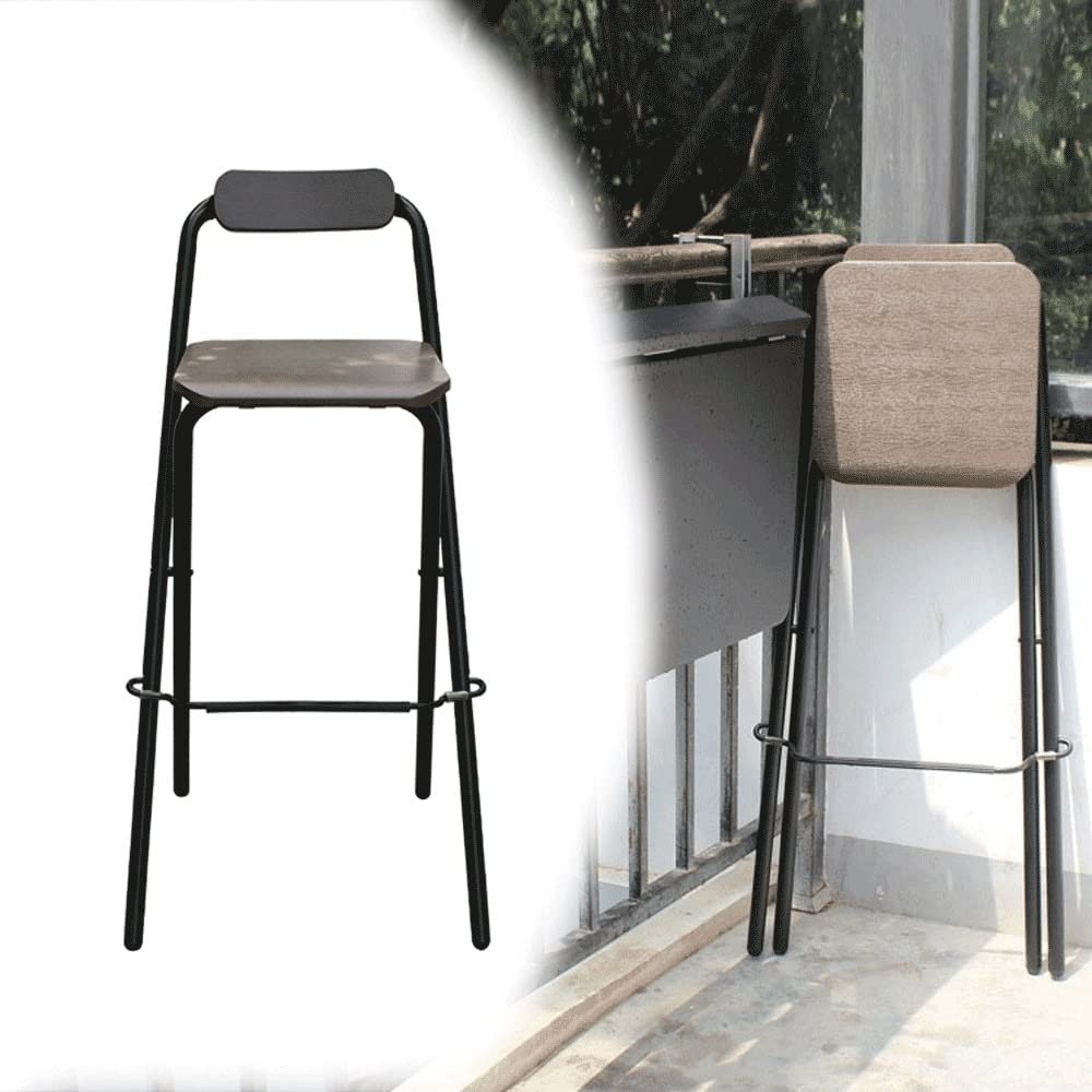 PASGON Height Bar Stools 65cm 70cm 75cm Folding Breakfast Chair with Back Home Kitchen Office Bar Chairs with Footrest Indoor Outdoor Camping Chair (Size : 65cm)