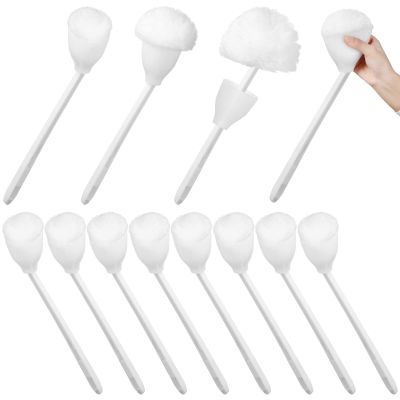 Eaasty Toilet Bowl Mop Toilet Bowl Brush White Soft Swab Bathroom Brush with Holder Long Handle Cleaning Scrubber Bathroom Accessories(12 Pcs)