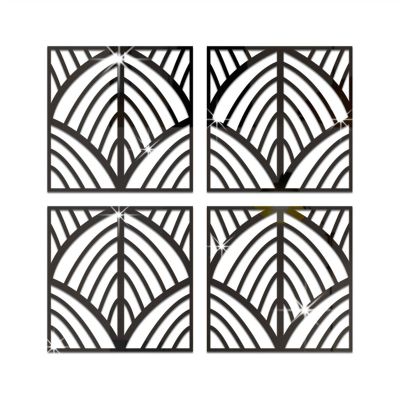 Melairya Mirror Wall Stickers, Removable Furniture Mirror Stickers, DIY Mirror Plastic Tile Stickers for Cabinet Wall Decor (Color : Black, Size : 20x20cm-4pcs)