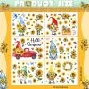 Capoda 122 Pcs 6 Sheets Spring Wall Stickers Summer Window Clings Gnome Sunflower Wall Decals Gnome Truck Decoration Garden Floral Wallpaper Sticker for Spring Summer Home Office Classroom Reward view 2