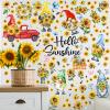 Capoda 122 Pcs 6 Sheets Spring Wall Stickers Summer Window Clings Gnome Sunflower Wall Decals Gnome Truck Decoration Garden Floral Wallpaper Sticker for Spring Summer Home Office Classroom Reward view 3