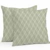 YOKOU Boho Sage Green Pillow Covers, Farmhouse Decoration Geometric Waterproof Outdoor Pillowcases Cushion Covers Cases for Patio Couch Bench, Pack of 2 Square, 16"X16" view 1