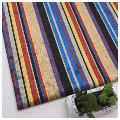 MUYUNXI Velvet Fabric Ice Flower Velvet Cloth Striped Printing Process is Used for Home Decoration Sofa 145cm Wide Sold by The Meter(Color:610-16)