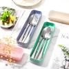 Yinkin 4 Pack Travel Silverware Set with Case for Lunch,Beige view 2