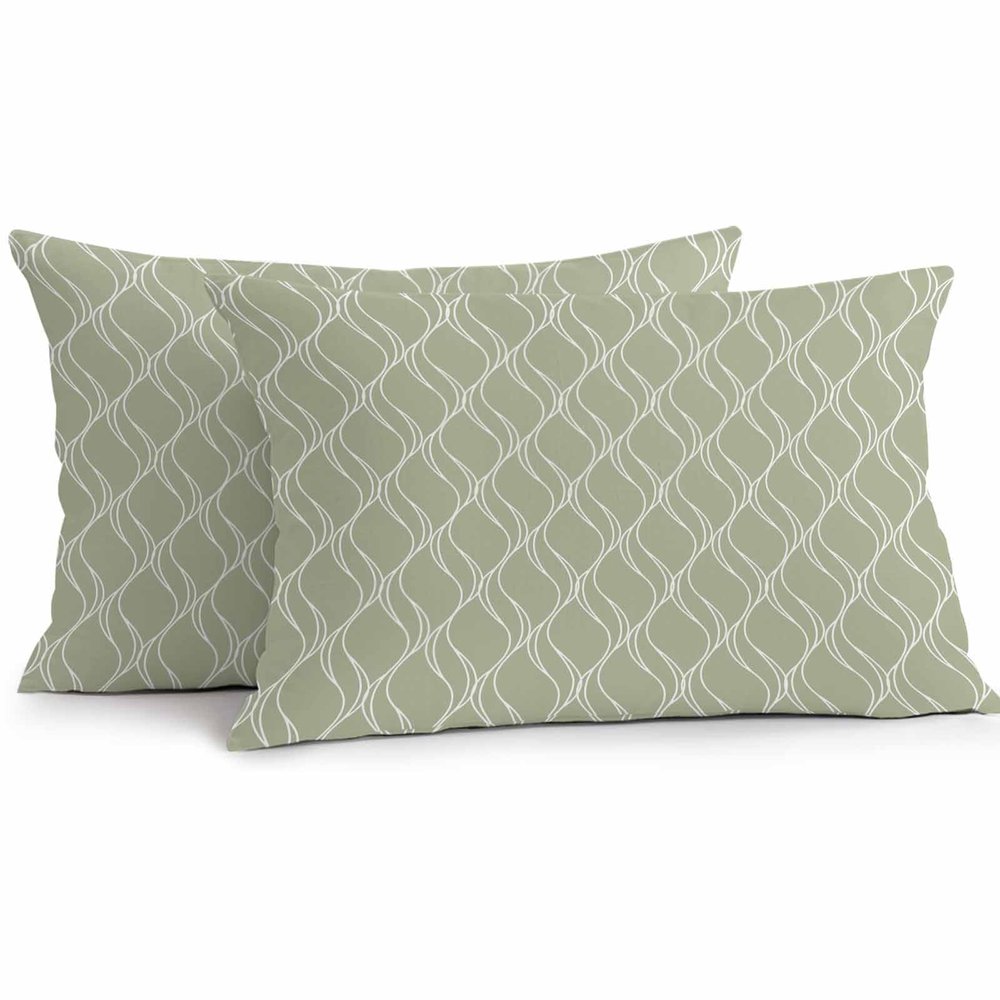 YOKOU Boho Sage Green Pillow Covers, Farmhouse Decoration Geometric Waterproof Outdoor Pillowcases Cushion Covers Cases for Patio Couch Bench, Pack of 2 Rectangle, 20"X12"