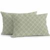 YOKOU Boho Sage Green Pillow Covers, Farmhouse Decoration Geometric Waterproof Outdoor Pillowcases Cushion Covers Cases for Patio Couch Bench, Pack of 2 Rectangle, 20"X12" view 1