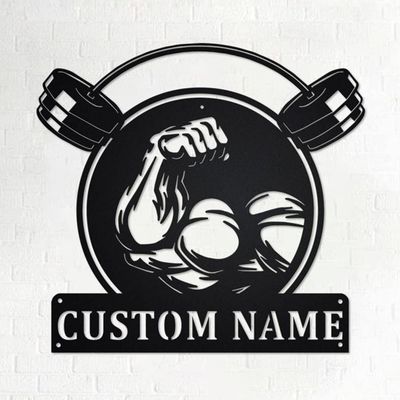 Custom Gym Metal Wall Art, Personalized Gym Name Sign Decoration For Room, Wall Home Decor, Gym Lover, Name Sign, Gift For Fathers Day, Birthday, Christmas/Gift-281