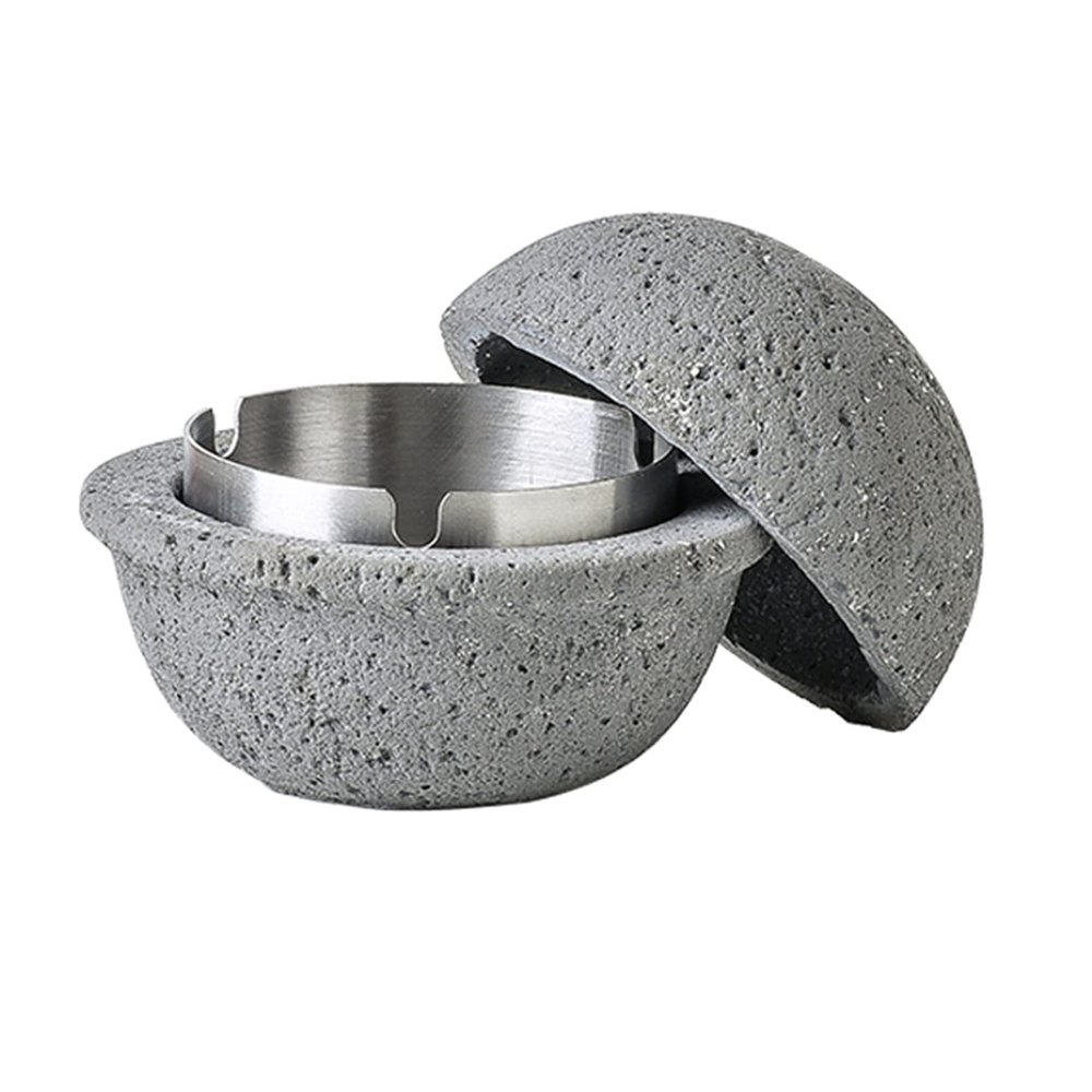 AETVRNI Mini Wastebasket for Countertop-Material: Concrete + Stainless Steel.Interesting UFO Design for Indoor and Outdoor Home Office Desktop Decoration,Grey,S