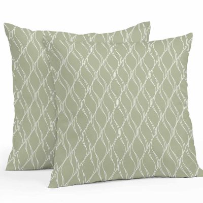 YOKOU Boho Sage Green Pillow Covers, Farmhouse Decoration Geometric Waterproof Outdoor Pillowcases Cushion Covers Cases for Patio Couch Bench, Pack of 2 Square, 20"X20"
