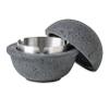 AETVRNI Mini Trash Can Round Wastebasket -Material: Concrete + Stainless Steel.Interesting UFO Design for Indoor and Outdoor Home Office Desktop Decoration,Black view 1