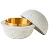 AETVRNI Modern UFO Trash Can with Lid- Concrete + Stainless Steel.Interesting UFO Design Suitable - for Patio Home Office, A Great Gift for Men and Women,White,L view 1