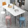 XPLKQXE Round Plastic Stool Set of 4, Plastic Stool Windmill Round Stool, Barstools Plastic Stack Bar Stools Backless Student Stools for Home Office Classroom (Color : A, Size : 4pcs) view 2