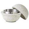 AETVRNI Mini Wastebasket for Countertop-Material: Concrete + Stainless Steel.Interesting UFO Design for Indoor and Outdoor Home Office Desktop Decoration,White,L view 1