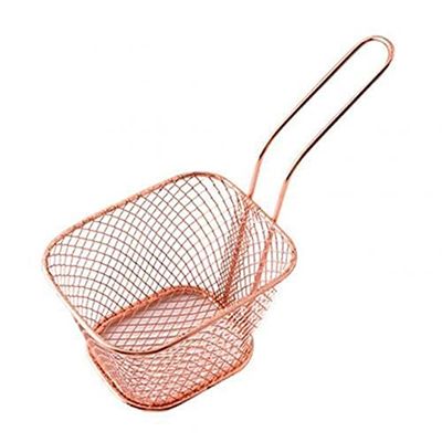 Fry Strainer Stainless Steel French Fries Basket Mesh Kitchen Fry Tool Colander French Fry Fryer Cooking Fry Basket Strainer Fryer Basket (Color : Rosegold, Size : 2PCS)
