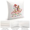 TiuKiu Dog Mom Western Christmas Santa Hat Dog Decorative Throw Pillow Case Bernese Mountain Dog Christmas Tree Lights Square Cushion Cover Pillowcase for Couch Sofa Bedroom Decor 22"x22" view 4