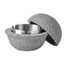 AETVRNI Mini Trash Can Round Wastebasket -Material: Concrete + Stainless Steel.Interesting UFO Design for Indoor and Outdoor Home Office Desktop Decoration,Grey view 1