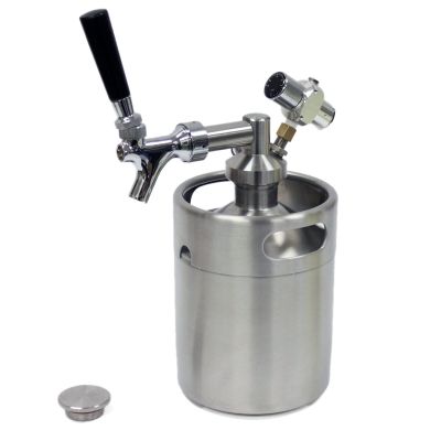 ARC-POWER 2L 64oz Stainless Steel Mini Keg Growler & CO2 Tap Faucet System Pressure Gauge