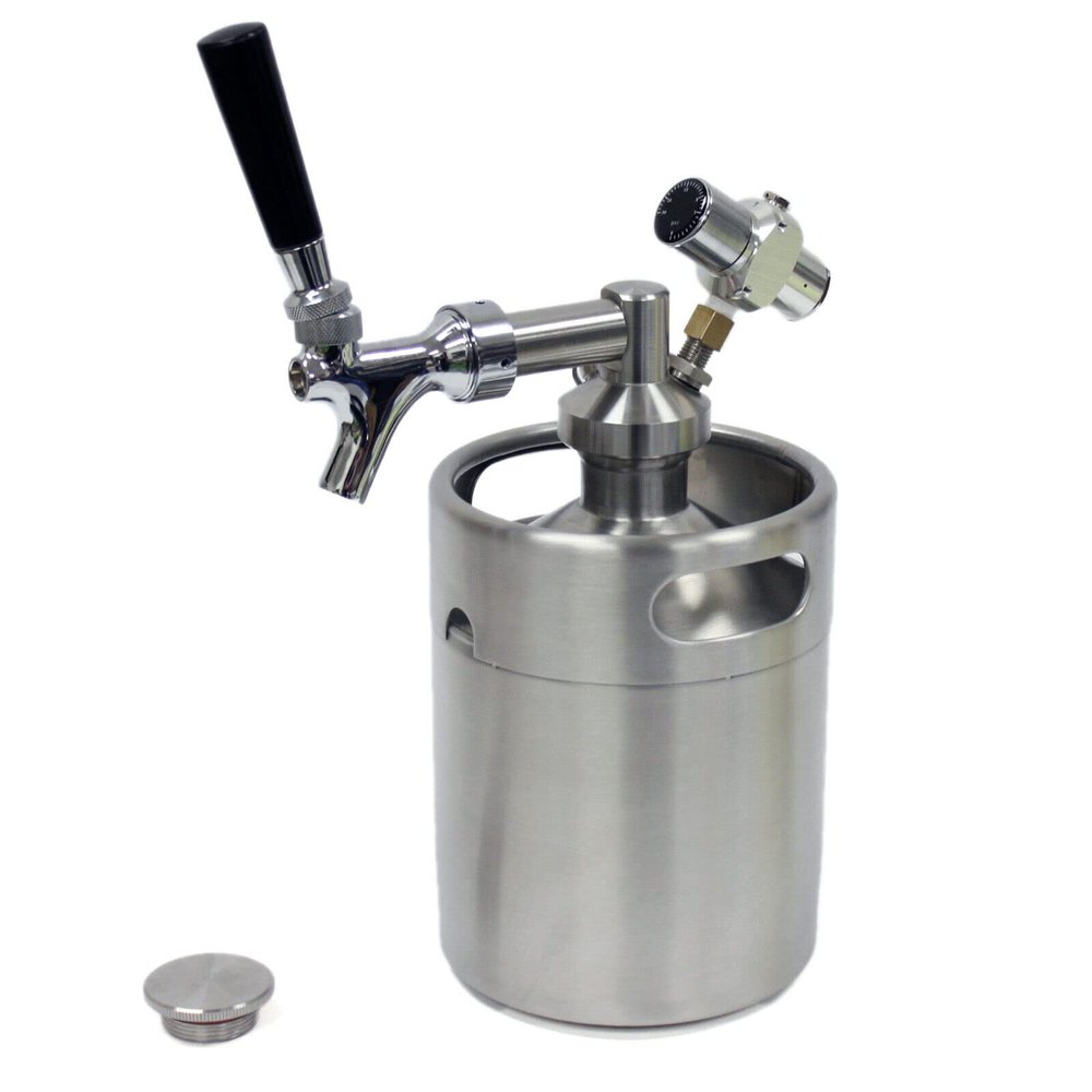 ARC-POWER 2L 64oz Stainless Steel Mini Keg Growler & CO2 Tap Faucet System Pressure Gauge