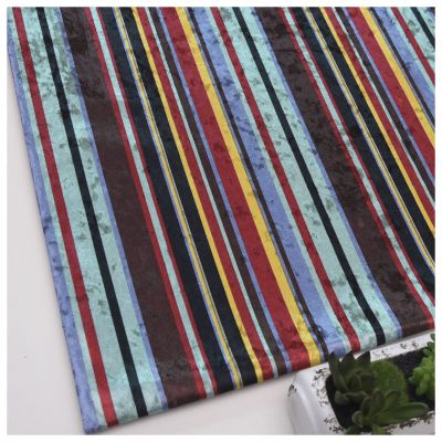 MUYUNXI Velvet Fabric Ice Flower Velvet Cloth Striped Printing Process is Used for Home Decoration Sofa 145cm Wide Sold by The Meter(Color:610-12)