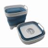 SAMMART 7.5L (2 Gallons) Collapsible Dishpan with Draining Plug - Foldable Washing Basin - Portable Dish Washing Tub - Space Saving y (Grey/Steel Blue (Set of 2), 2) view 2