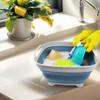SAMMART 7.5L (2 Gallons) Collapsible Dishpan with Draining Plug - Foldable Washing Basin - Portable Dish Washing Tub - Space Saving y (Grey/Steel Blue (Set of 2), 2) view 3