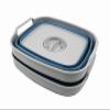 SAMMART 7.5L (2 Gallons) Collapsible Dishpan with Draining Plug - Foldable Washing Basin - Portable Dish Washing Tub - Space Saving y (Grey/Steel Blue (Set of 2), 2) view 4