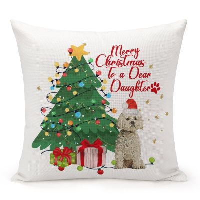 TiuKiu Merry Christmas to Dear Dad Decorative Throw Pillow Case Christmas Dog German Hound Square Cushion Cover Pillowcase for Couch Sofa Bedroom Decor 24"x24"