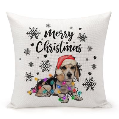 Decorative Throw Pillow Cover Christmas Dog Golden Retriever Home Decor Dog Lover Gift Tree Decoration Cushion Pillowcase 24"x24" Square Pillow Case for Couch Outdoor Sofa Bedroom Office Car Decor