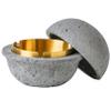 AETVRNI Modern UFO Trash Can with Lid-Material: Concrete + Stainless Steel.Interesting UFO Design Suitable -for Indoor, Outdoor, Table, Patio, Home, Office Use - Gift,Grey,S view 1