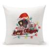 TiuKiu Dog Mom Western Christmas Santa Hat Dog Decorative Throw Pillow Case Schnauzer Dog Christmas Tree Lights Square Cushion Cover Pillowcase for Couch Sofa Bedroom Decor 24"x24" view 1