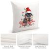 TiuKiu Dog Mom Western Christmas Santa Hat Dog Decorative Throw Pillow Case Bearded Collie Dog Christmas Tree Lights Square Cushion Cover Pillowcase for Couch Sofa Bedroom Decor 26"x26" view 4