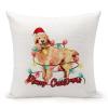 TiuKiu Dog Mom Western Christmas Santa Hat Dog Decorative Throw Pillow Case Poodle Dog Christmas Tree Lights Square Cushion Cover Pillowcase for Couch Sofa Bedroom Decor 24"x24" view 1