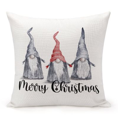TiuKiu Decorative Throw Pillow Cover Merry Christmas Gnome Home Decor Christmas Gnomes Cushion Pillowcase 22"x22" Square Pillow Case for Couch Outdoor Sofa Bedroom Office Car Decor