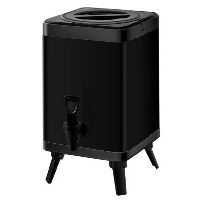 ALKEL Square Milk Tea Insulation Bucket, 304 Stainless Steel Catering Urn,Suitable for Storing Milk, Hot Red Wine, Hot Soup, Coffee and Juice at Family Gatherings,Black,6L