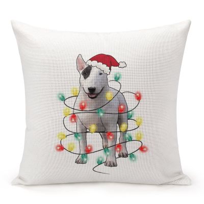TiuKiu Dog Mom Western Christmas Santa Hat Dog Decorative Throw Pillow Case Golden Retriever Dog Christmas Tree Lights Square Cushion Cover Pillowcase for Couch Sofa Bedroom Decor 16"x16"