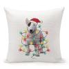 TiuKiu Dog Mom Western Christmas Santa Hat Dog Decorative Throw Pillow Case Golden Retriever Dog Christmas Tree Lights Square Cushion Cover Pillowcase for Couch Sofa Bedroom Decor 16"x16" view 1