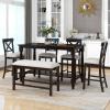6-Piece Farmhouse Dining Room Set, Counter Height Kitchen Table Set with 4 Upholstered Chair&Storage Shelf&Bench, Rectangular Dining Room Set, Kitchen Family Furniture Set, for 6 Persons view 1