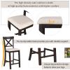 6-Piece Farmhouse Dining Room Set, Counter Height Kitchen Table Set with 4 Upholstered Chair&Storage Shelf&Bench, Rectangular Dining Room Set, Kitchen Family Furniture Set, for 6 Persons view 3