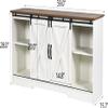 4ever2buy Farmhouse Coffee Bar Cabinet with Storage, 59'' Kitchen Buffet Cabinet with Sliding Barn Door, Sideboard Buffet Cabinet with Adjustable Shelf, White Coffee Bar for Living Dining Room view 2