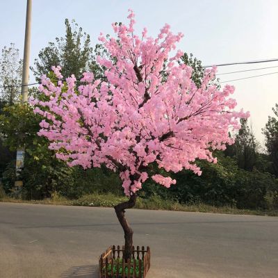 DEKIST Indoor/Outdoor Artificial Plants Simulation Peach Branch Fake Flower Cherry Blossom Trees for Indoor Living Room Rattan Air Conditioning Fake Tree Wall Party Decor Round -1.51m/53.2ft
