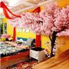 DEKIST Indoor/Outdoor Artificial Plants Simulation Peach Branch Fake Flower Cherry Blossom Trees for Indoor Living Room Rattan Air Conditioning Fake Tree Wall Party Decor Round -1.51m/53.2ft view 3