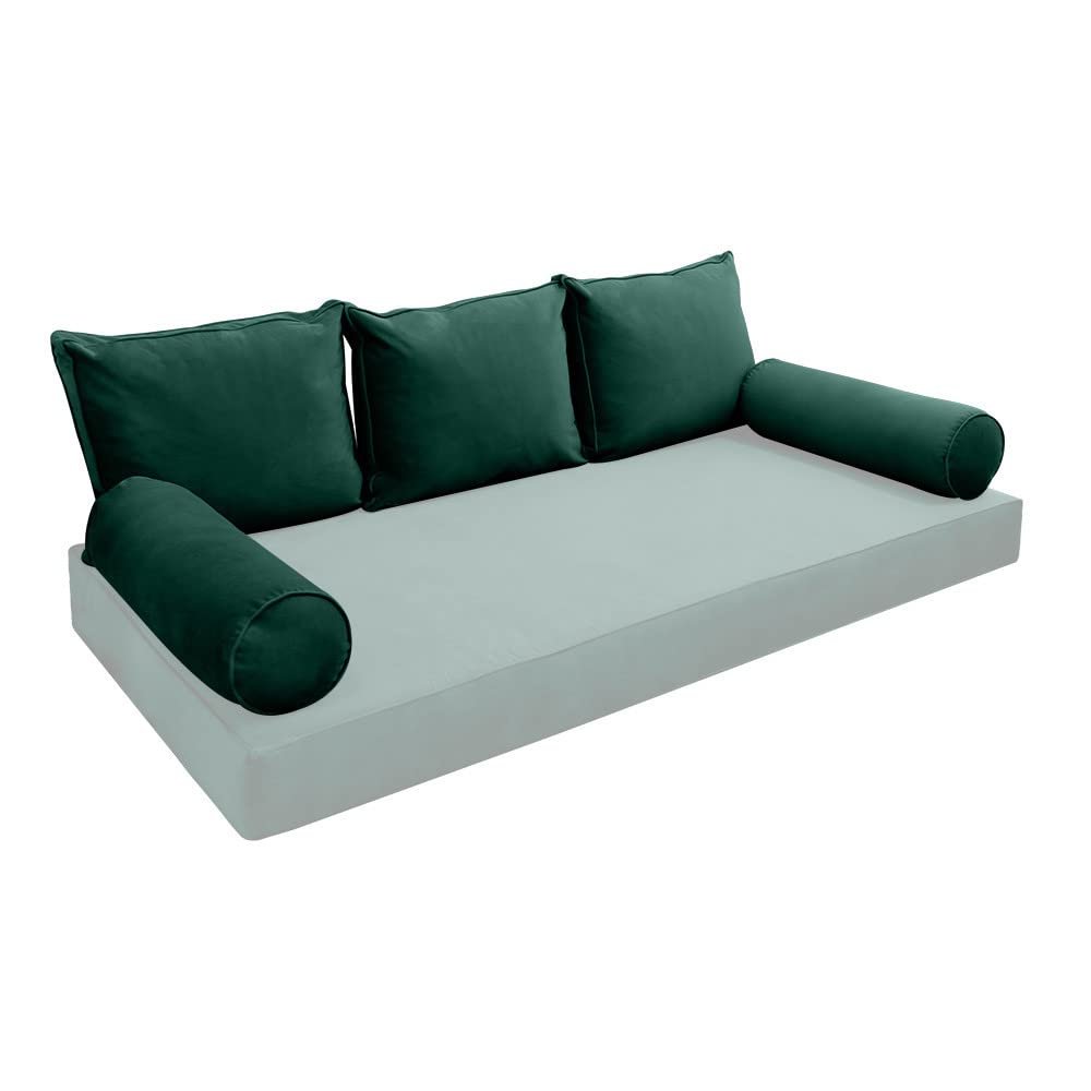 Cover ONLY Model V3 Twin Velvet Same Pipe Indoor Daybed Cushion Bolster - AD317
