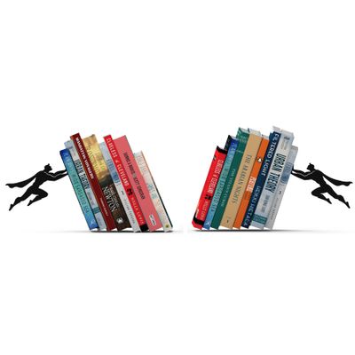 Artori Design Book Ends to Hold Books Heavy Duty - Hidden Metal Bookends for Shelves Desk - Bookend Book Holder for Home Decorative - Gift for Book Lovers and Home Dcor (Book&Hero - Set of 2)