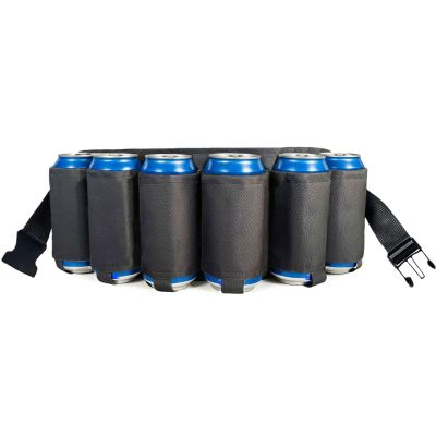 Suaetiai Beer Belt, Beer Soda Belt Holster, Adjustable 6 Pack Beer Belt Bottle, Holders Drink Can Holder Waist Pack Bag, Perfect for Parties, Picnics, Camping, Barbeque, Outdoor Sports Hiking (Black)