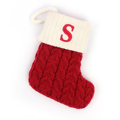 Eiennoai Christmas Stockings with Initials, Christmas Stockings with Letters,Christmas Stockings Knit Xmas Stockings, Embroidery Letters Christmas Stockings for Christams Decor,Holiday,Family