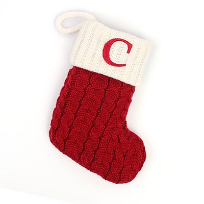 Eiennoai Christmas Stockings with Initials, Christmas Stockings with Letters,Christmas Stockings Knit Xmas Stockings, Embroidery Letters Christmas Stockings for Christams Decor,Holiday,Family