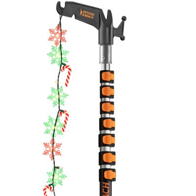 5-30 ft Long Telescopic Extension Pole with Utility Hook // Telescoping Pole for Christmas Lights Installation, String Lights, Birdfeeders // Lightweight and Sturdy // Christmas Light Pole with Hook