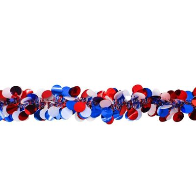 Mardi Gras Spot Red, White, and Blue Garland with Circles - 9' x 3.5" (Each)